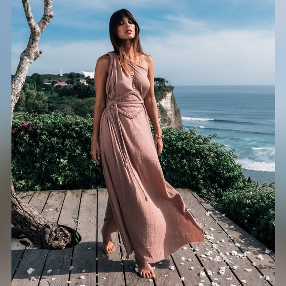 AYA Sacred Wear — One Shoulder Dusty Pink Goddess Dress - Picture 10 of 14